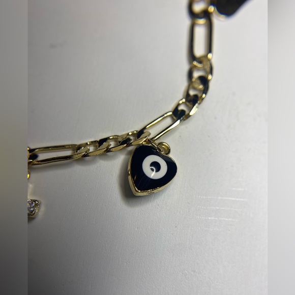2 colors available 2 in 1 Bracelet/Anklet Black or Blue  heart evil eye - Picture 6 of 10
